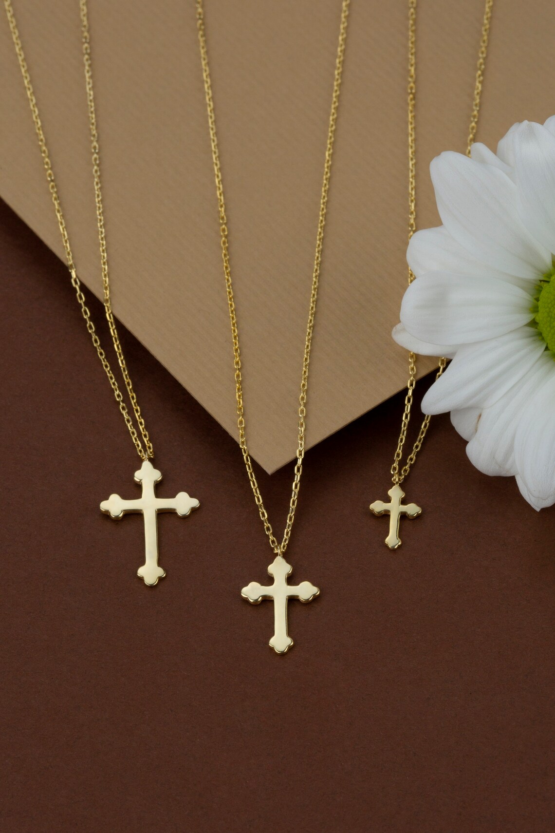 Budded Orthodox Cross Necklace Pendant for Women 10k 14k 18k Etsy