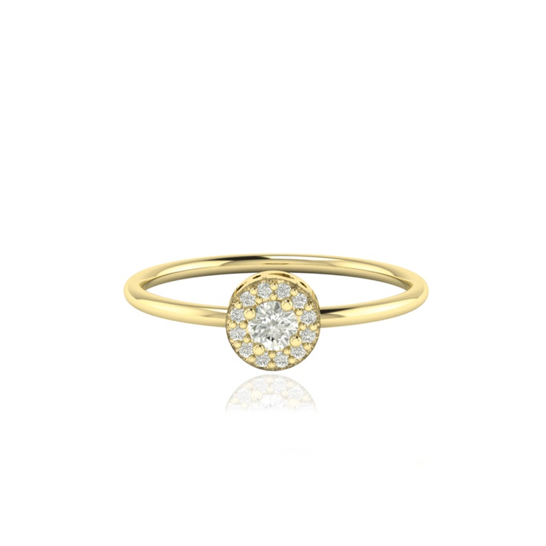 Natural Round Diamond Wedding Engagement Ring, Minimalist Anniversary Gold Ring for Her, Diamond Engagement Band, Diamond Jewelry image 5
