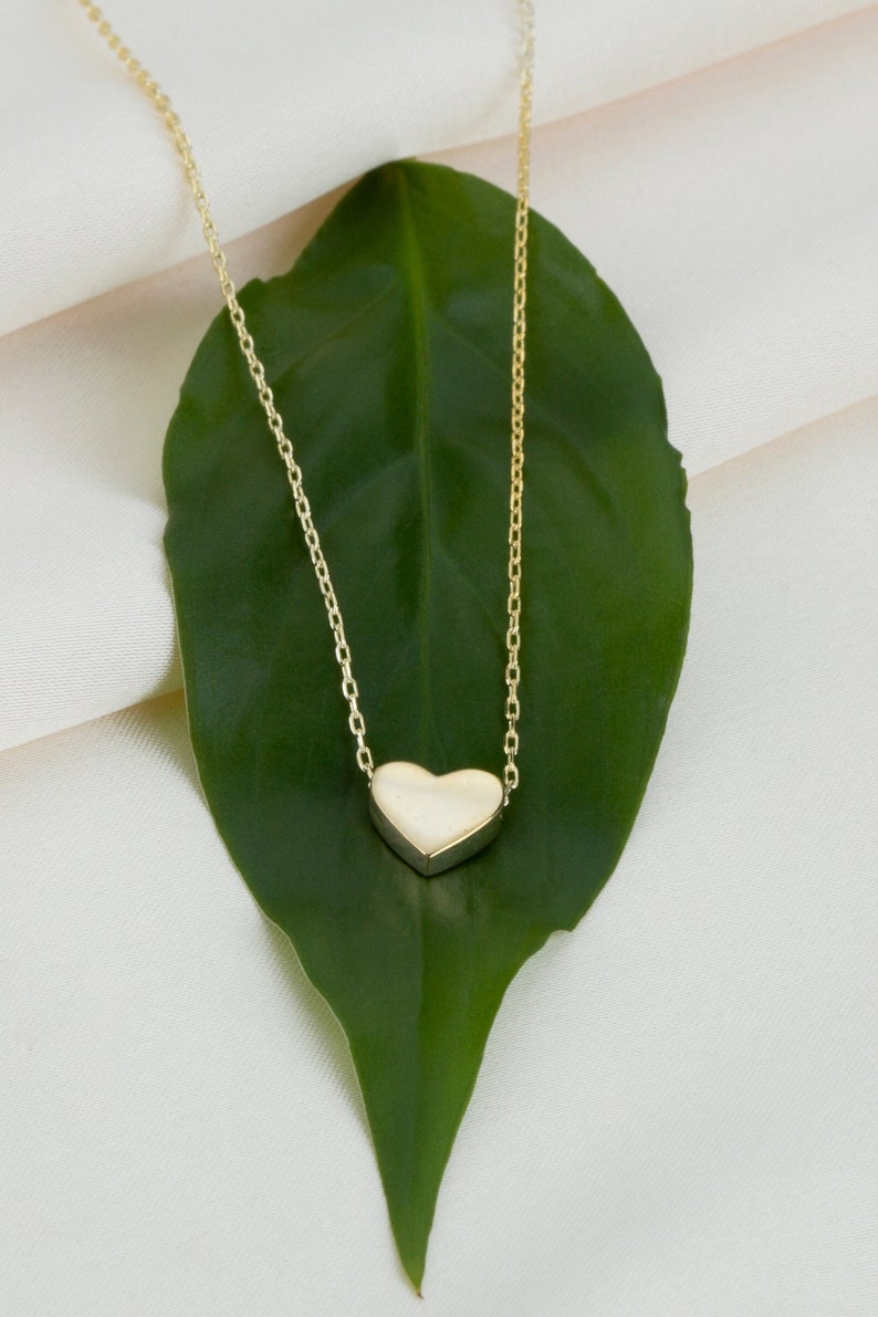 Tiny Gold Heart Necklace 14k 18k Solid Gold Necklace Pendant Etsy