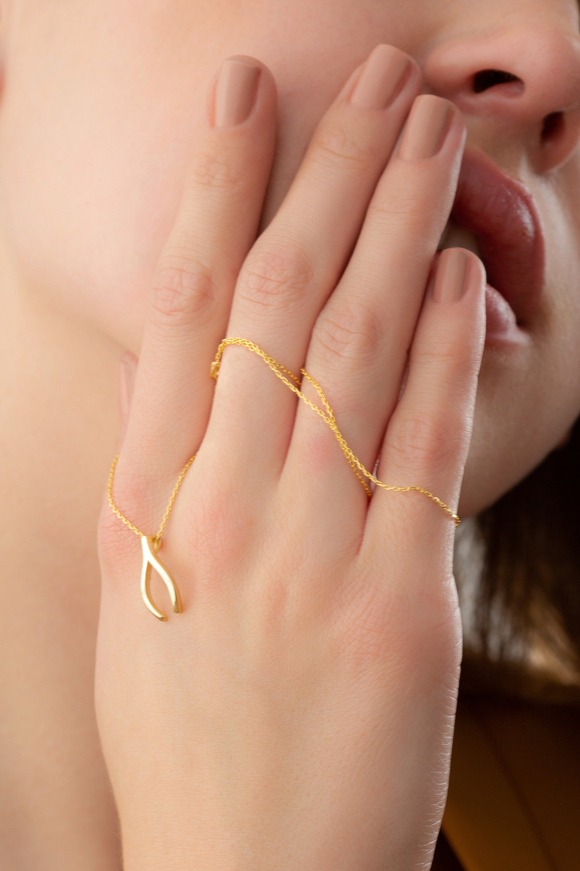 14k Solid Gold Wishbone Necklace Classic Modern Jewelry for Etsy UK