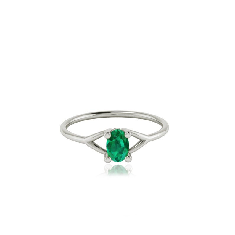 Oval Cut 6x4mm Genuine Emerald May Birthstone Ring, Prong Setting Solitaire Bridesmaid Proposal Ring, 10k 14k 18k Gold Ring, Emerald Jewelry image 7