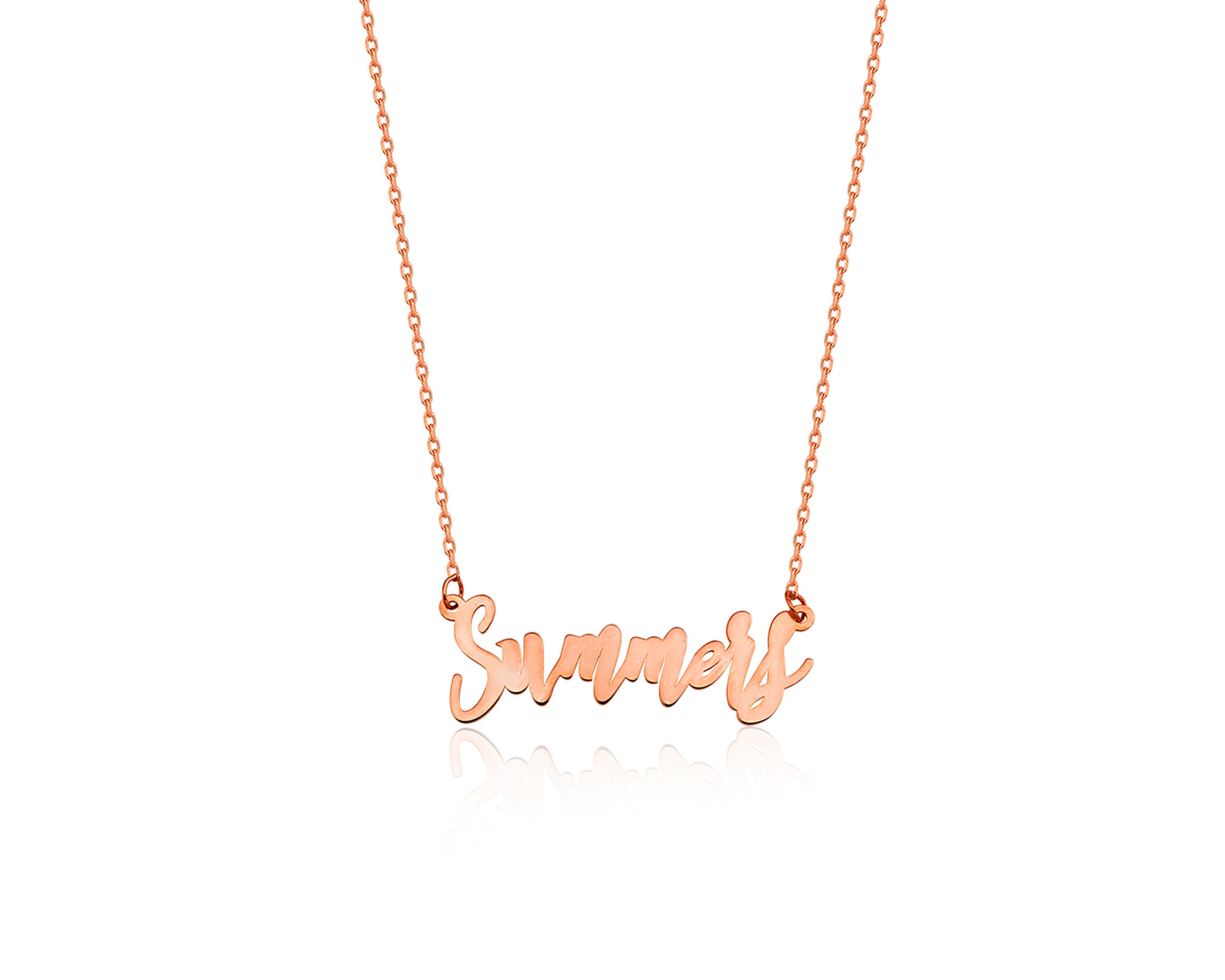 14k 18k 10k Solid Gold Name Plate Necklace Personalized Letter
