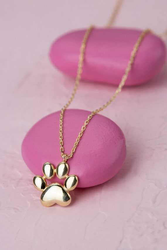 Buy 14k Solid Gold Dog Paw Charm Pendant Necklace, Dainty Simple Animal  Necklace, Minimalist Dog Owner Necklace, Dog Lover Jewelry Gift for Her  Online in India - Etsy