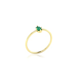Natural Green Emerald Baguette Solitaire Ring, May Birthstone Ring, Emerald Gemstone Jewelry, 14k 18k 10k Gold Ring image 6