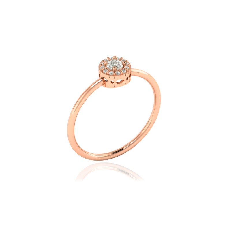 Natural Round Diamond Wedding Engagement Ring, Minimalist Anniversary Gold Ring for Her, Diamond Engagement Band, Diamond Jewelry image 9