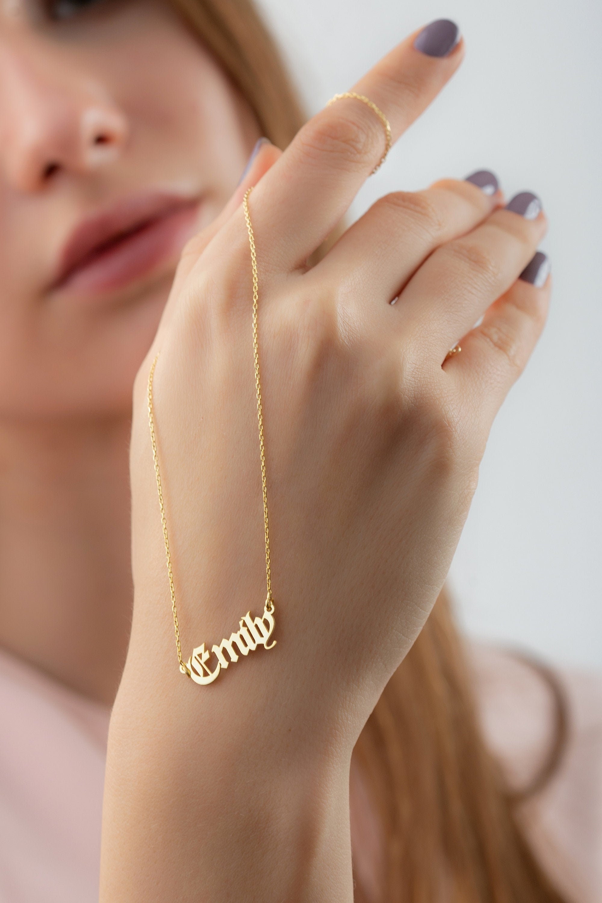 Name Necklace Gold 14k Solid Gold 