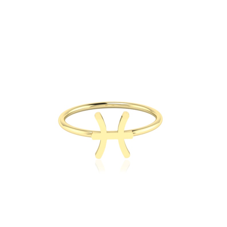 14k 18k 10k Solid Gold Pisces Zodiac Sign Ring, Minimalist Astrology Stacking Ring, Valentines Day Gift for Girlfriend, Horoscope Jewelry image 4