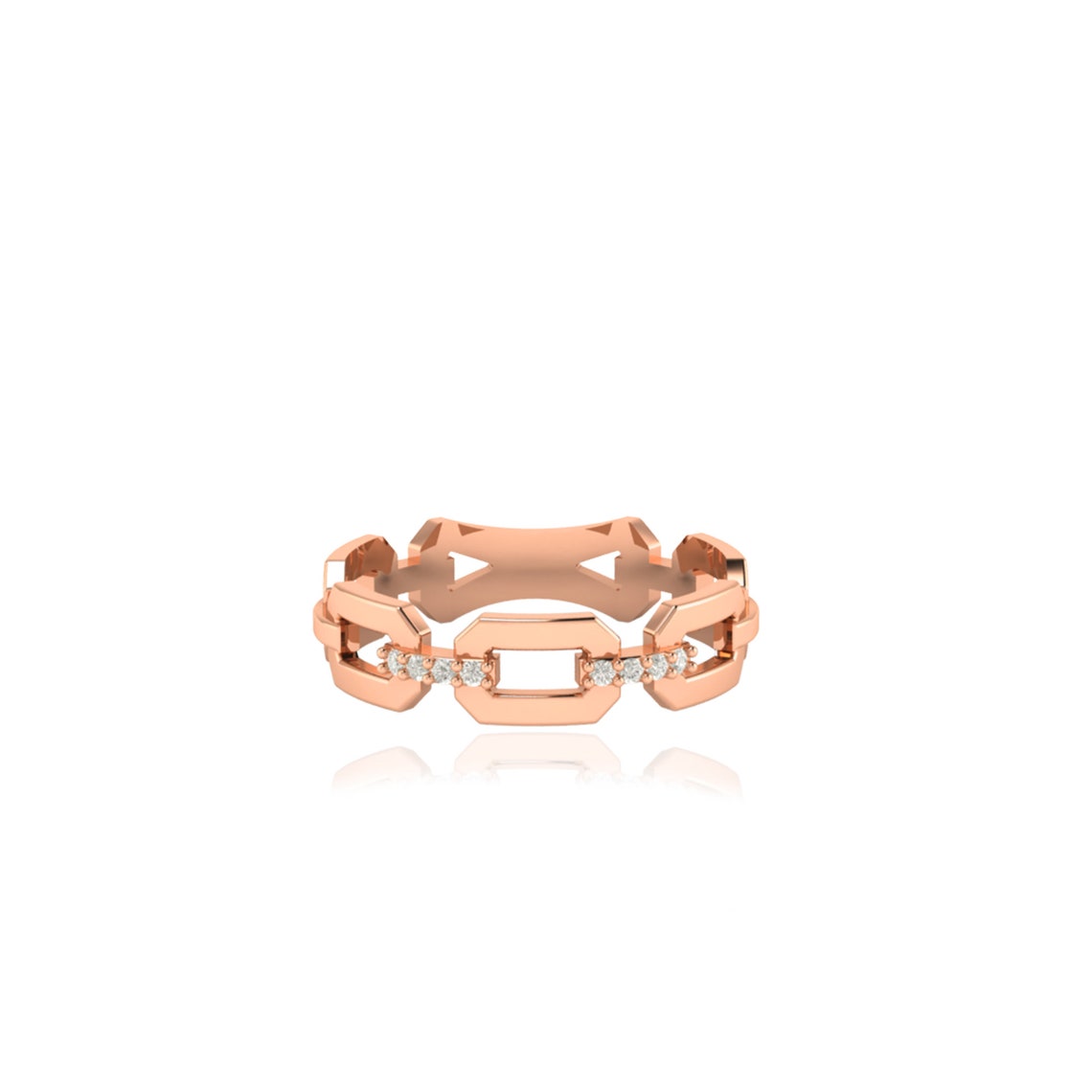 14k 18k 10k Solid Gold Diamond Chain Link Ring Bridesmaid - Etsy