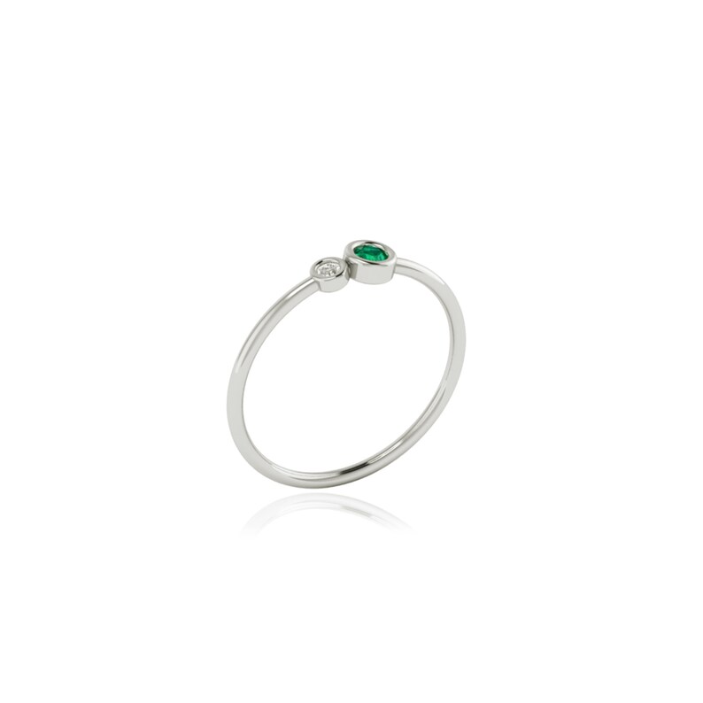 10k 14k 18k Gold Emerald Diamond May Birthstone Ring, Minimalist Gemstone Statement Ring, Special Anniversary Gift for Wife, Emerald Jewelry image 8