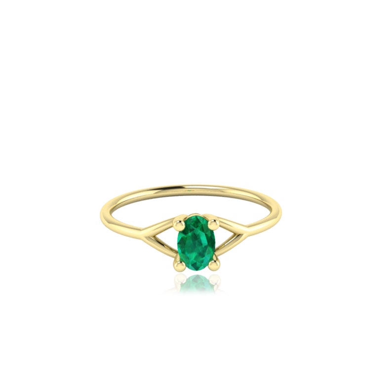 Oval Cut 6x4mm Genuine Emerald May Birthstone Ring, Prong Setting Solitaire Bridesmaid Proposal Ring, 10k 14k 18k Gold Ring, Emerald Jewelry image 5
