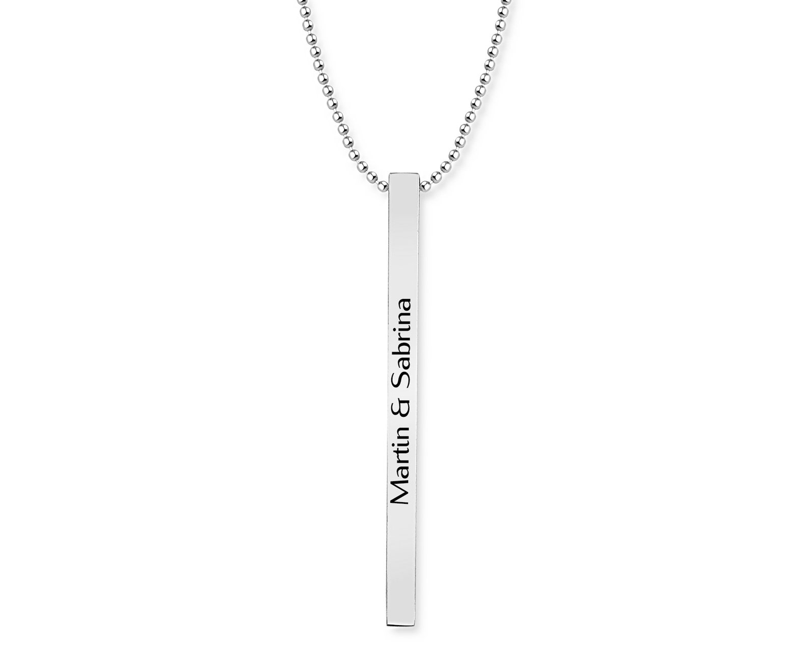 Custom Bar Necklace 14k Gold Long Vertical Bar Necklace 4 Etsy