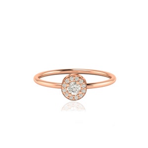 Natural Round Diamond Wedding Engagement Ring, Minimalist Anniversary Gold Ring for Her, Diamond Engagement Band, Diamond Jewelry image 6
