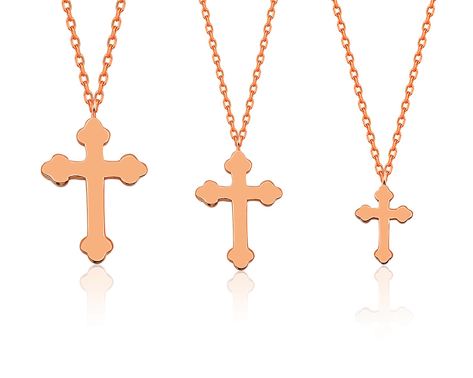 Budded Orthodox Cross Necklace Pendant for Women 10k 14k 18k Etsy