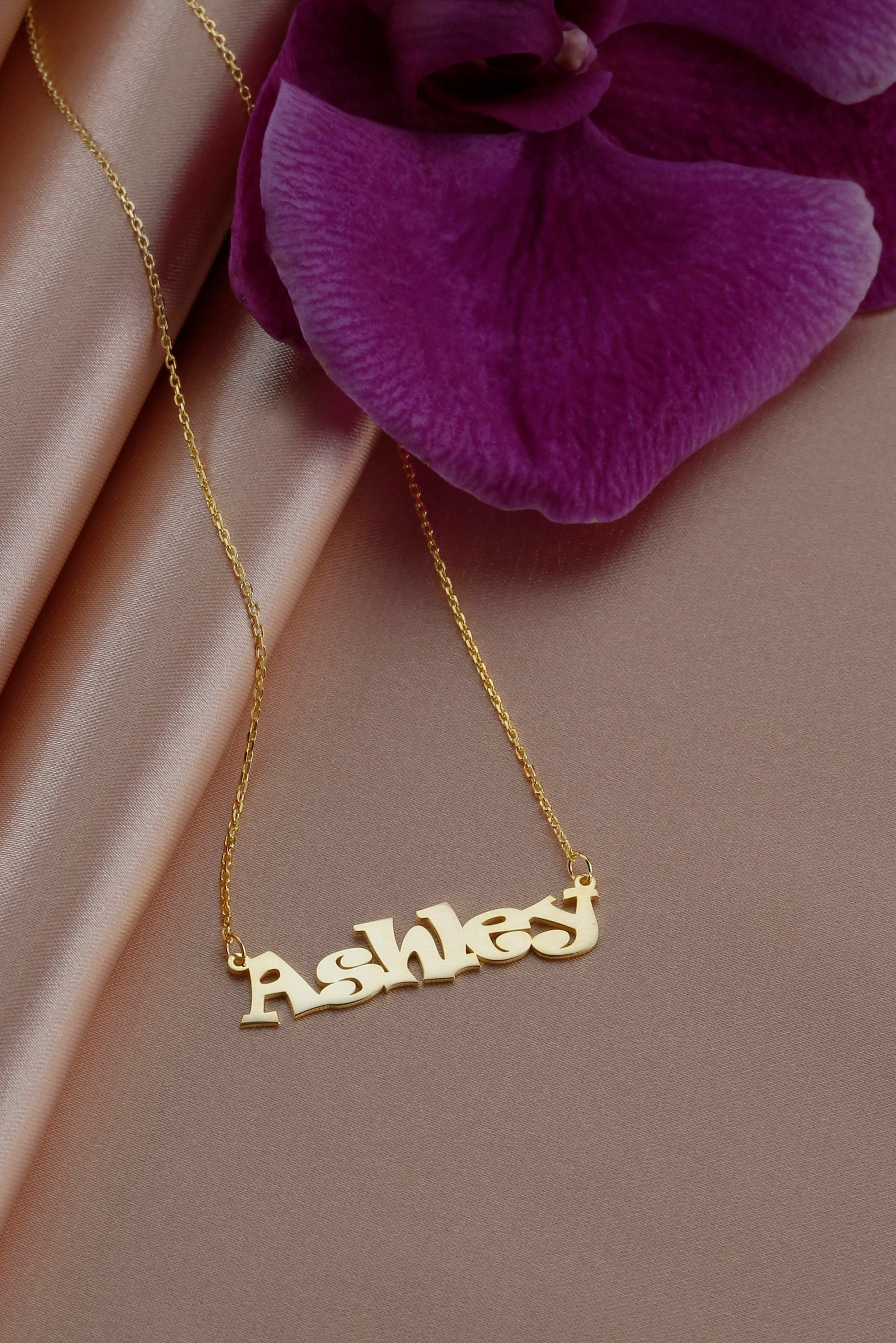 14k 18k 10k Solid Gold Name Necklace 