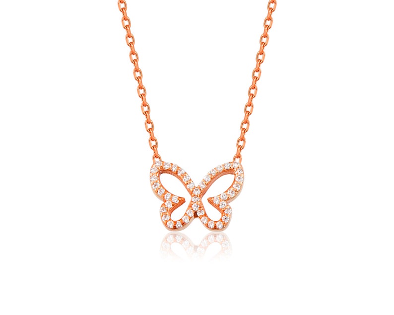 Dainty Gold Diamond Butterfly Necklace Pendant 14k Solid Gold - Etsy