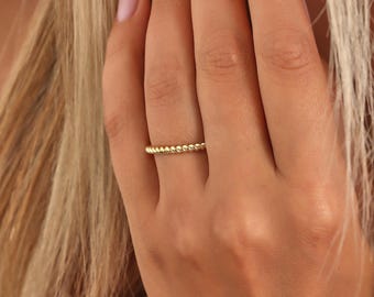 14k Solid Gold Braided Twisted Rope Ring, Dainty Gold Stacking Twist Ring, Dainty Gold Wedding Ring Band, Twisted 10k 14k 18k Gold Rope Ring