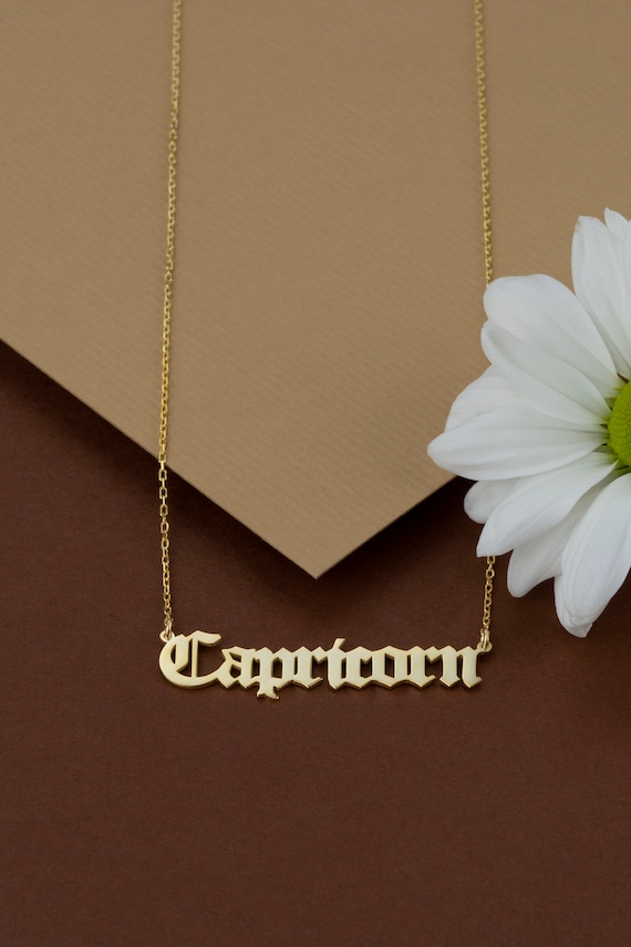 10k 14k 18k Solid Gold Capricorn Zodiac Necklace Dainty - Etsy