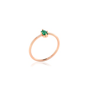 Natural Green Emerald Baguette Solitaire Ring, May Birthstone Ring, Emerald Gemstone Jewelry, 14k 18k 10k Gold Ring image 10