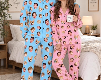 Personalisierter Fotopyjama, Geschenk für die Familie, Weihnachtsgeschenk