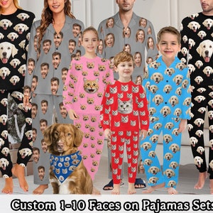 Custom Dog Face Christmas Pajamas, Custom Pajama Set with Photo, Custom Pajamas for Woman Man Family, Pajama Pants, Valentine's Day Gifts