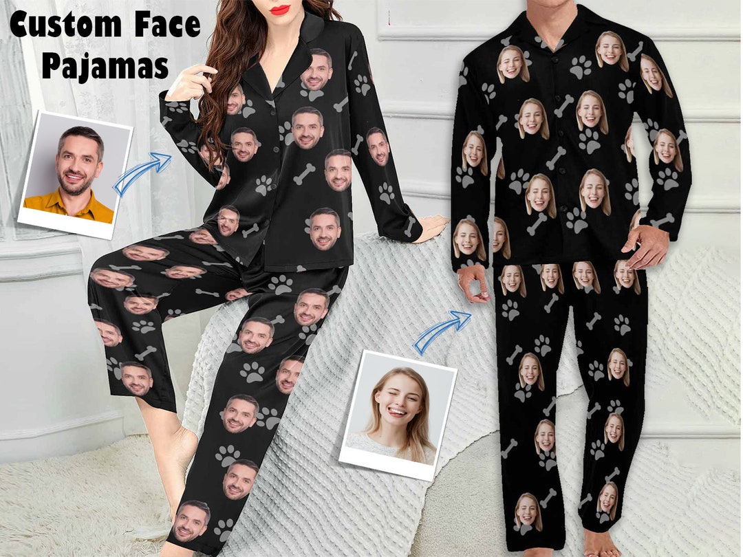 Conjunto de pijamas de cara personalizados para hombre mujer pijamas personalizados con foto ropa de dormir larga personalizada el mejor regalo para el dia de la madre despedida de soltera Etsy Espana