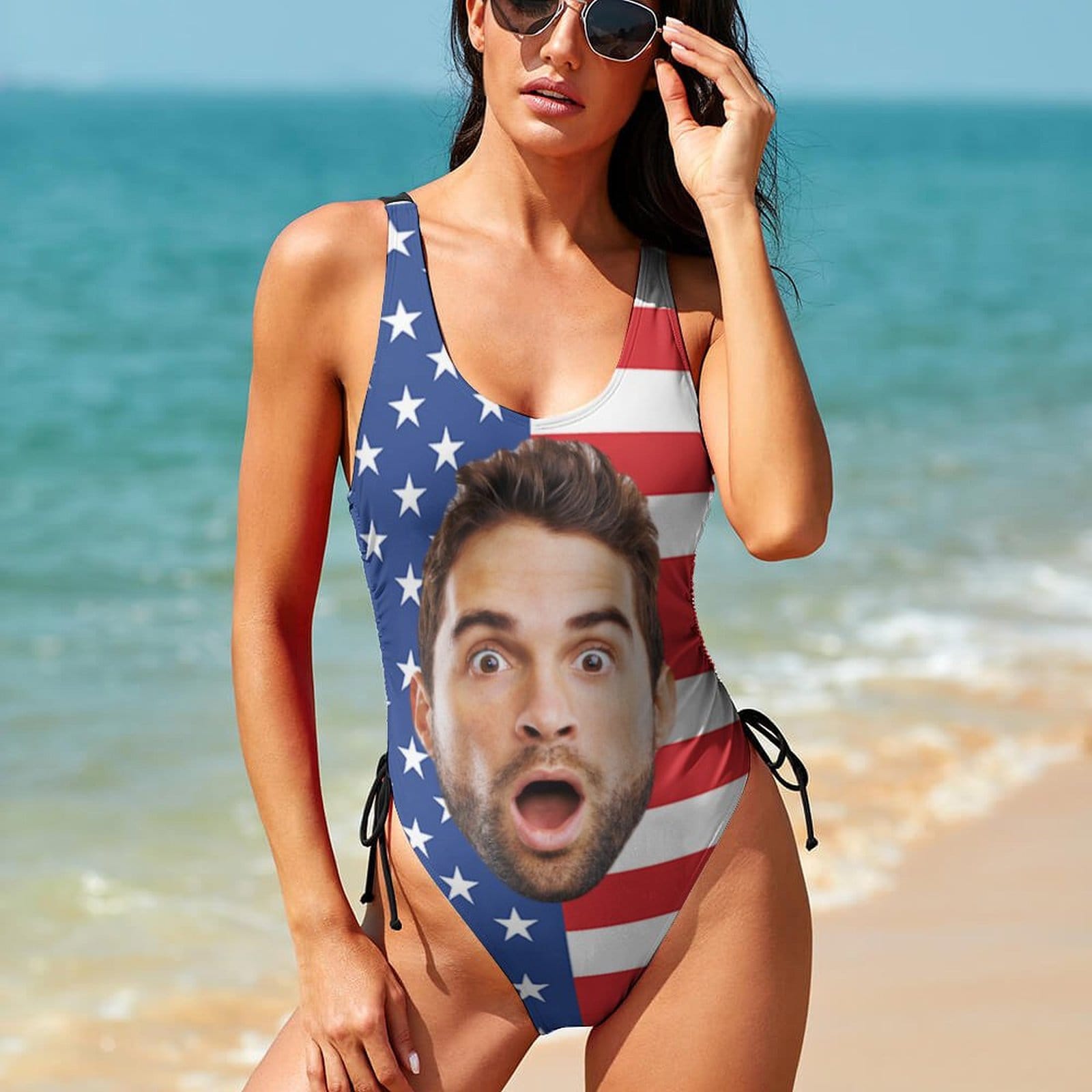 Maillot Bain Femme Personnalisé Avec Visage Photo Drôle Monokini Été