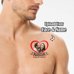 Custom Photo Temporary Tattoos Adult, Personalized Fake Tattoos with Name/Date for Wedding, Temporary Tattoos for Women/Man -15 Sheets
