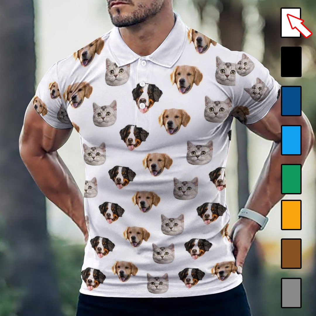 Custom Pet Photo Polo Shirt, Personalized Dog Cat Print - Etsy