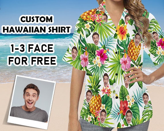 Camisas hawaianas personalizadas para mujer con cara Camisas divertidas personalizadas con foto Gran regalo de fiesta de cumpleanos para ella Etsy Espana
