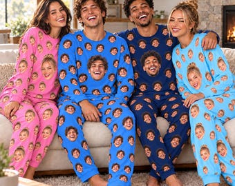 Personalisierter Fotopyjama, Pyjama für Damen und Herren – ideal als Geschenk für Brautpaare, Geburtstage, Jahrestage oder andere Anlässe.