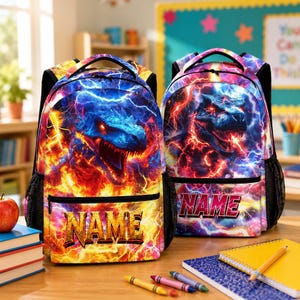 Custom Name Backpack for Boys,Personalized Game Monster Truck Backpack Set,Lunchbox & Water Bottle