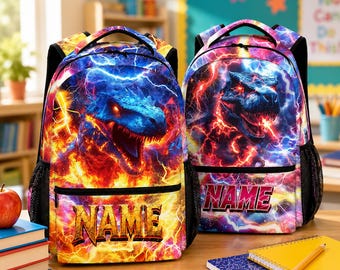 Custom Name Backpack for Boys,Personalized Game Monster Truck Backpack Set,Lunchbox & Water Bottle
