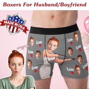 Boxers personnalisés, sous-vêtements personnalisés avec photo, sous-vêtements personnalisés pour hommes, boxers visage, cadeau pour mari, cadeau pour petit ami, cadeaux de mariage