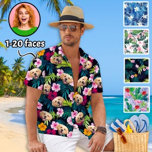 Custom Dog Hawaiian Shirt, Personalized Photo Hawaiian Shirt, All Over Print Hawaiian Shirt for Men, Dogs Shirts for Dad, Father&#39;s Day Gifts