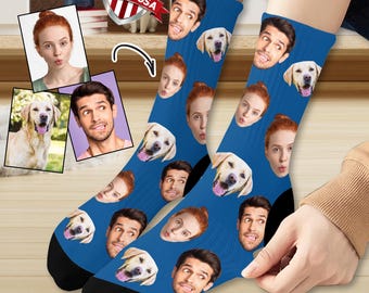 Custom Photo Socks for Christmas Gifts, Personalized Dog Socks