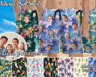 Benutzerdefinierte Strand Shorts mit Gesicht, personalisierte Foto Bademode für Mann, Bild Print Badehose, Männer Badeanzug für Party / Urlaub / Junggesellenabschied