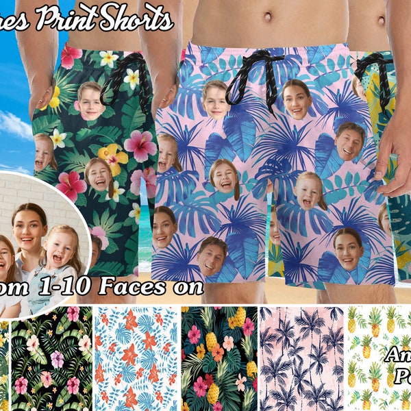 Benutzerdefinierte Strand Shorts mit Gesicht, personalisierte Foto Bademode für Mann, Bild Print Badehose, Männer Badeanzug für Party / Urlaub / Junggesellenabschied