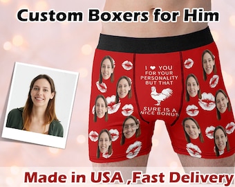 Custom Face Boxer Briefs, Personalized Photo Underwear, Design Picture Boxers Gift for Boyfriend Gift for Husband, Valentine's Day Gift