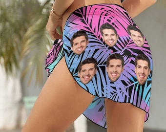 Personalized Face Sarong Wrap, Custom Beach Cover-Up