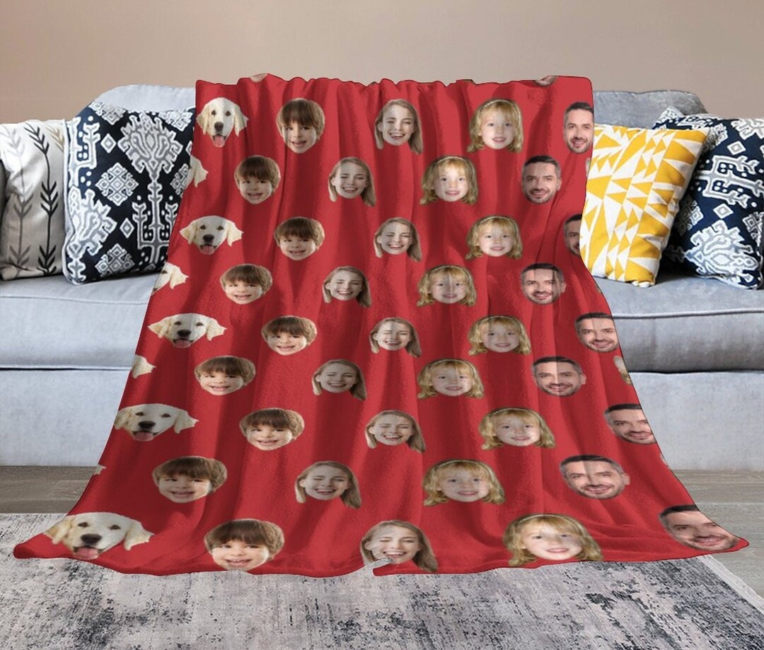 Custom Memorial Blanket With Face Made in USA, Personalized Blanket With Photo, Custom Picture