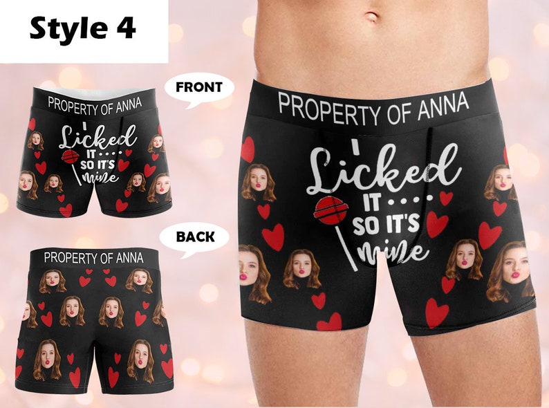 Custom Boxers with Photo&Name, Personalized Underwear with Photo, Picture Print Boxers Briefs, Custom Boxers Gift for Boyfriend/Husband/Dad Style-4