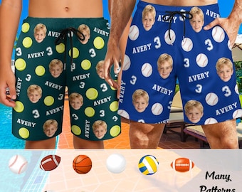 Custom Ball Beach Shorts,Personalized Softball/Basketball Team Swim Trunks