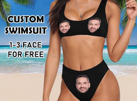 Custom Face Bikini, Personalized Photo Swimwear, Customize Picture