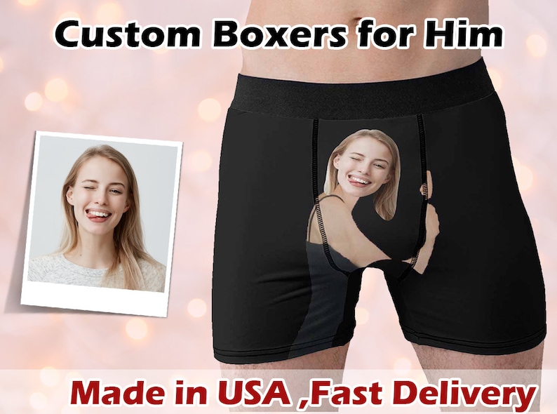 Custom Boxers with Face, Personalized Underwear with Photo, Face Boxer, Photo Boxer Briefs, Design Gift for Boyfriend Gift for Husband 