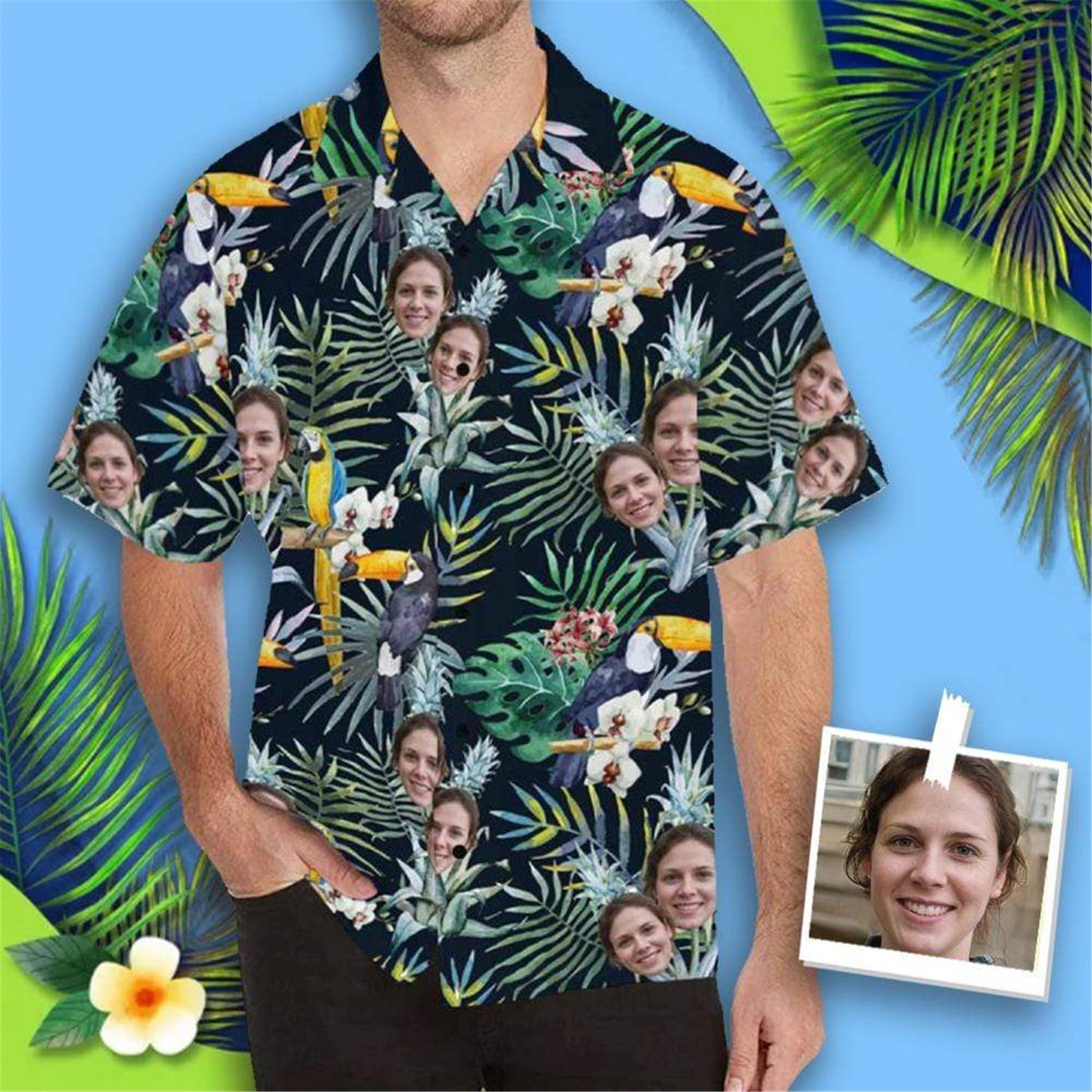 Custom Face&Name Hawaiian Shirt for Boyfriend or Husband | Etsy