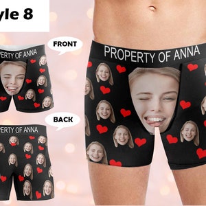 Custom Boxers with Photo&Name, Personalized Underwear with Photo, Picture Print Boxers Briefs, Custom Boxers Gift for Boyfriend/Husband/Dad Style-8