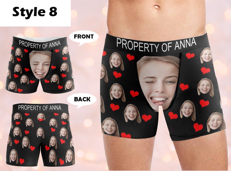 Custom Boxers with Photo&Name, Personalized Underwear with Photo, Picture Print Boxers Briefs, Custom Boxers Gift for Boyfriend/Husband/Dad Style-8