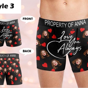 Custom Boxers with Photo&Name, Personalized Underwear with Photo, Picture Print Boxers Briefs, Custom Boxers Gift for Boyfriend/Husband/Dad Style-3