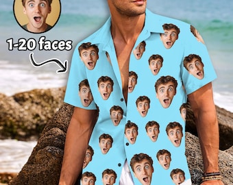 Custom Hawaiian Shirt with Face, Personalized Photo Beach Shirt, Made in USA