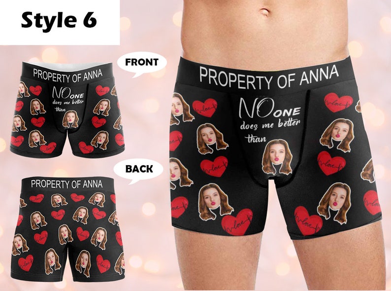 Custom Boxers with Photo&Name, Personalized Underwear with Photo, Picture Print Boxers Briefs, Custom Boxers Gift for Boyfriend/Husband/Dad Style-6